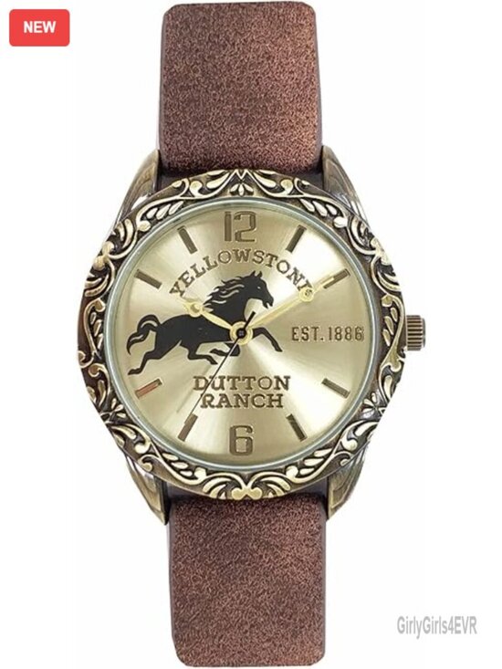Yellowstone Inspired Antique Gold Alloy Case Western Engraving Watch